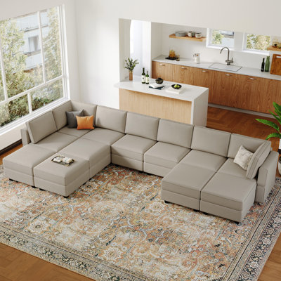 Wylodene 169.4'' Wide Genuine Velvet Reversible Modular Corner Sectional