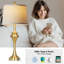 Ensemble de lampe de table moderne en or 30 po avec ports USB et ports Type-C, abat-jour en lin avoine-813212034
