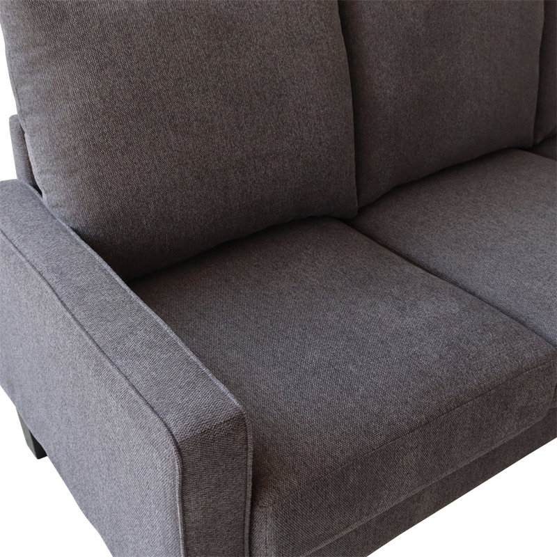Canapé à accoudoirs carrés 75 po, 100% polyester gris foncé