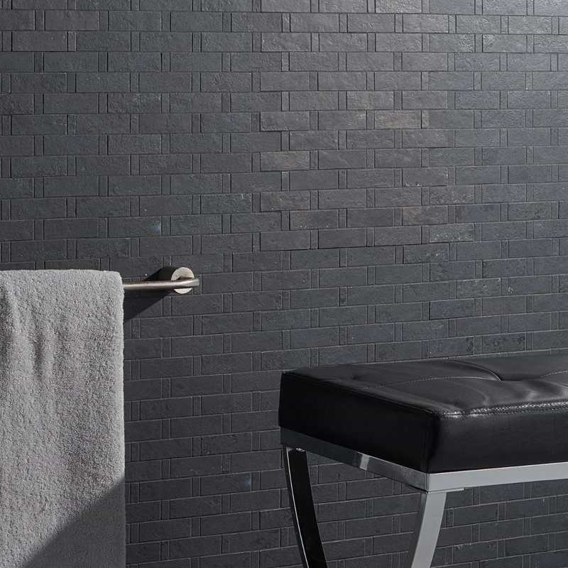 Portrait 1x3 Weave Matte Porcelain Mosaic Tile, Black Gold