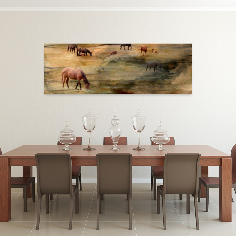 Art sauvage, chevaux, H 20 po x l 60 po