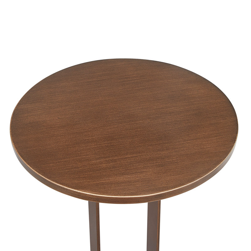 Table d'appoint ronde en bronze antique, plateau ovale ouvert de 39,3 cm (15,46 pouces) avec base profilée.