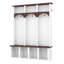 Arbre d'entrée de style campagnard en bois avec design arqué, banc de rangement pratique en noyer avec 5 crochets noirs, armoire à chaussures minimaliste 4-en-1 avec 7 casiers pour vestibule, salon, blanc-1767079508