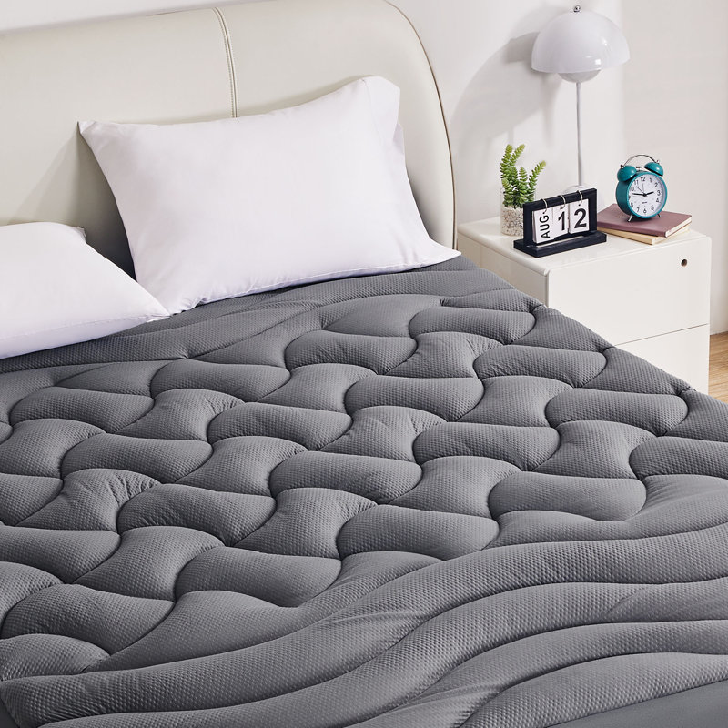 Protège-matelas matelassé imperméable et matelassé, Gris, Lit simple