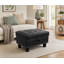 Repose-pieds de rangement en similicuir noir avec dessus capitonné et garniture cloutée-129207389