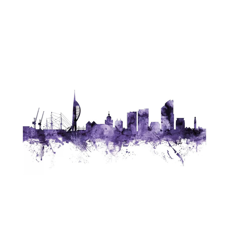 Portsmouth, England Skyline by Michael Tompsett - 1 Piece Wrapped Canvas Wall Art, 66.04 cm H x 45.72 cm W x 1.91 cm D