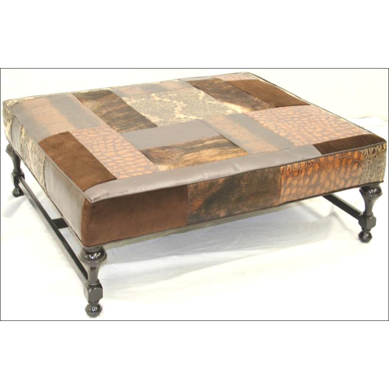 Ottoman, Bella Black Performance Velvet, French Ivory