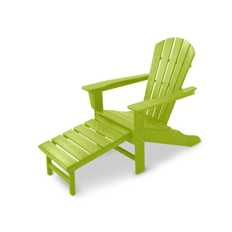 POLYWOOD Palm Coast Ultimate Adirondack with Hideaway Ottoman, Lime