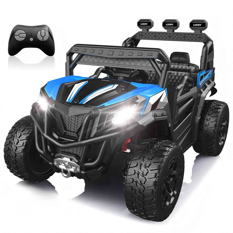 Jouets DEARAUTO 24V pour enfants et garçons avec télécommande, harnais 4 points / 4 roues motrices, harnais 4 points, siège de 19 po spacieux, 4 amortisseurs, vitesse maximale de 4,5 MPH, Bluetooth, pour enfants