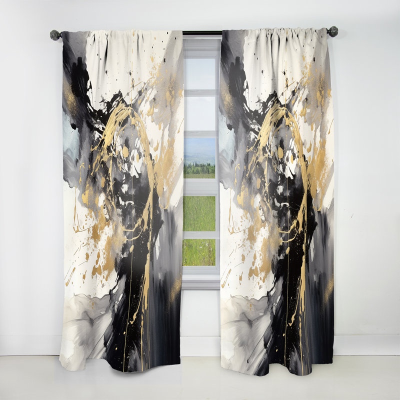 Gavivi - Exploring The Depths Of Gold Marble I - Modern Velvet Curtain - Room Darkening - 1 panel, 52" W x 108" L