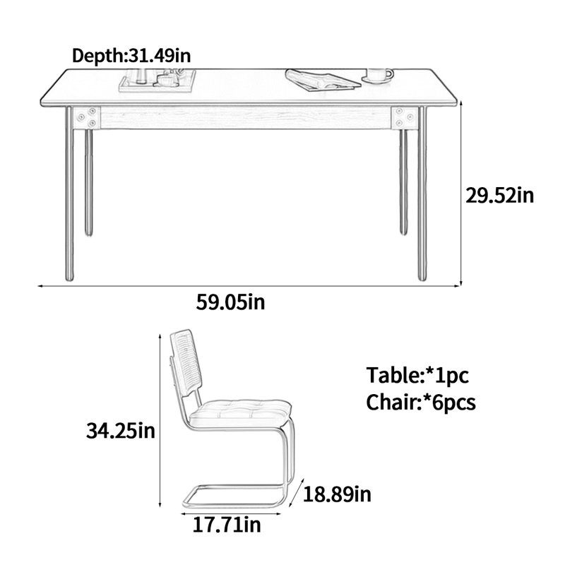 Table de salle à manger en bois massif de style médiéval, H 29,52 po x L 59,05 po x l 31,49 po 