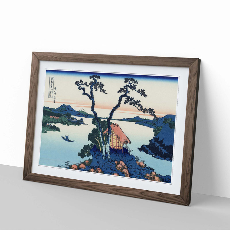 A View of Mount Fuji Across Lake Suwa by Katsushika Hokusai - Framed Print, 33cm H x 45cm W x 2cm D, Walnut Framed