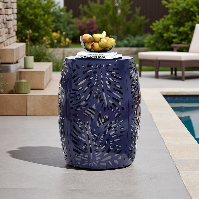 Metal End Table -Large, Blue