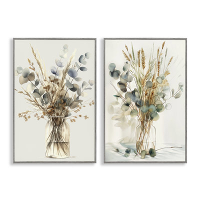«Stupell Industries Eucalyptus Jar Bouquets», ensemble de 2 giclées par Steve Hunziker