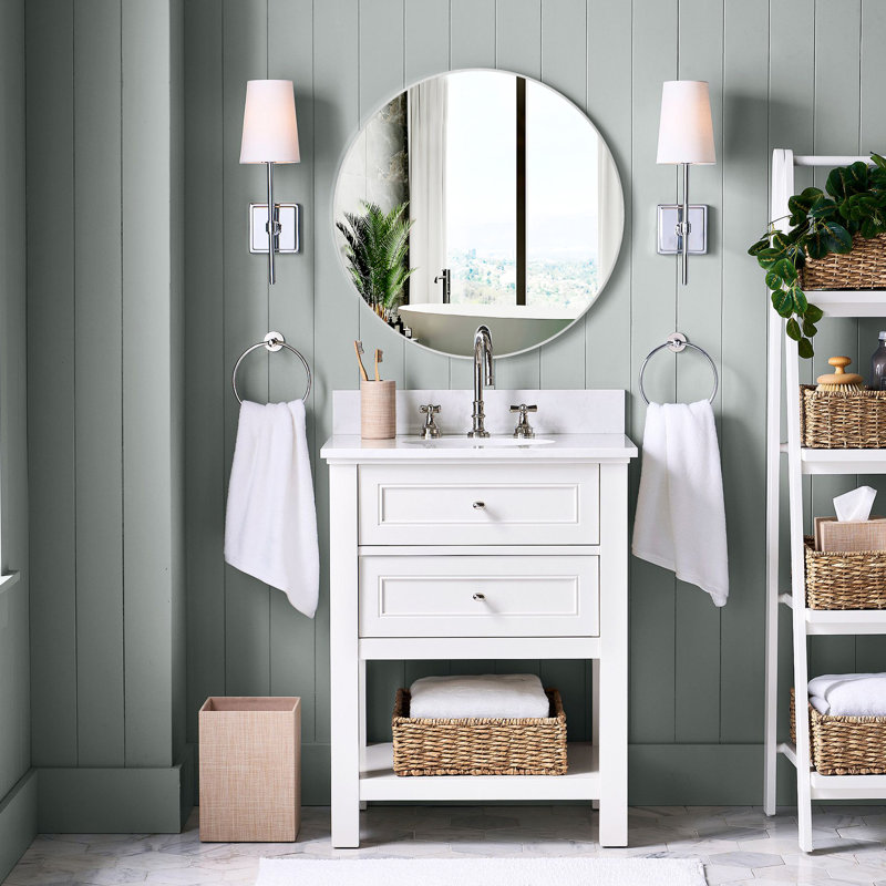 Round Mirror, Brushed Aluminum Alloy Frame Wall Mounted Circle Mirror, Vanity Mirror For Bathroom Over Sink, Living Room, Bedroom, Entryway, Hallway