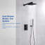 Système de douche thermostatique noir mat avec pomme de douche à effet pluie et à main, valve brute
