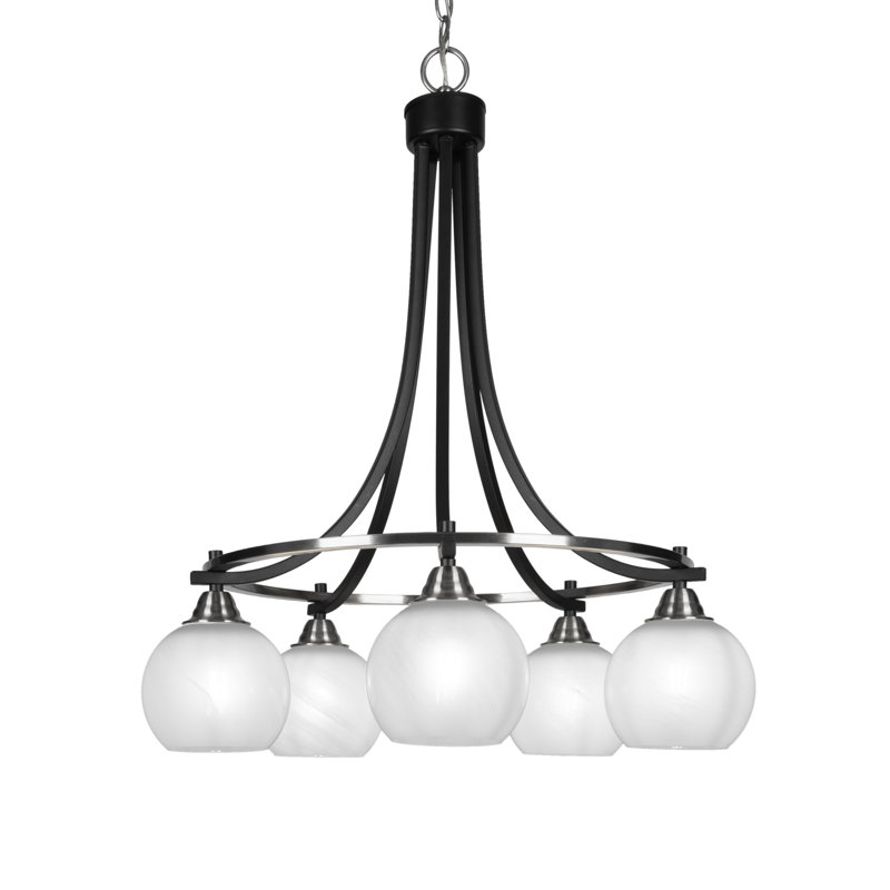 Lustre 5 lumières Michell, Noir mat / nickel brossé