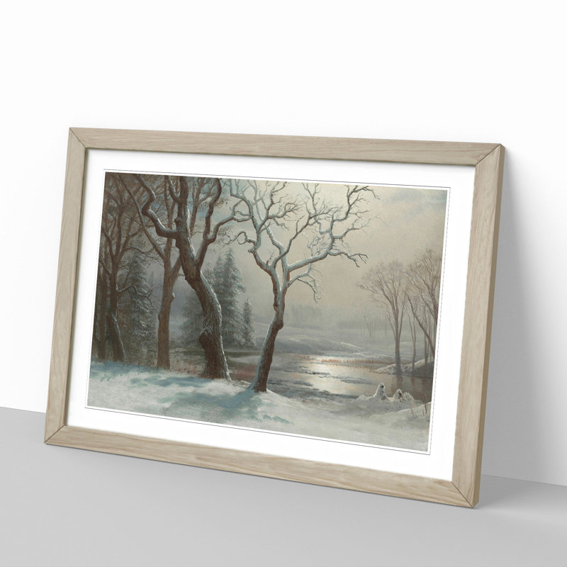 Winter in Yosemite by Albert Bierstadt - Picture Frame Painting, 36cm H x 48cm W x 2cm D, Oak Framed