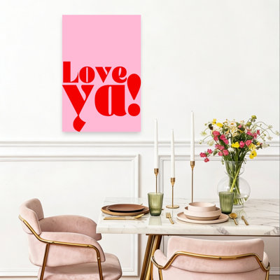 Sweet Pink Love Ya Bold Modern Retro Wall Art Print 1 Piece Wrapped Canvas Wall Art
