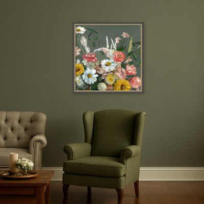 Vibrant Floral Harmony by PI Studio Framed Mounted Canvas Wall Art Print