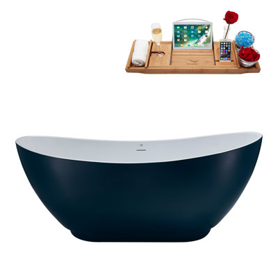 62.2'' x 28.3'' Freestanding Soaking Acrylic Bathtub