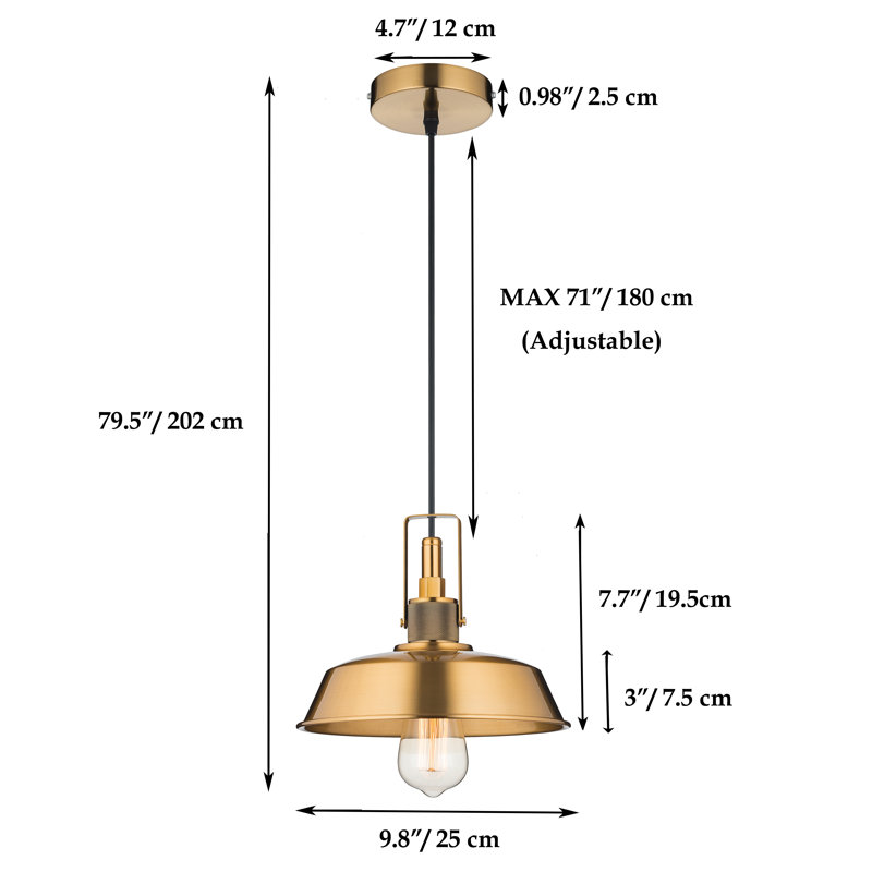 Luminaire suspendu en forme de dôme à 1 lumière