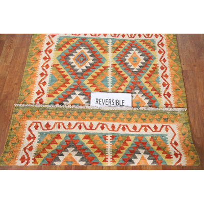 Geometric Wool Kilim Oriental Rug 3x5