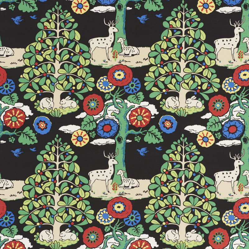 Fantasy Forest Fabric, Black