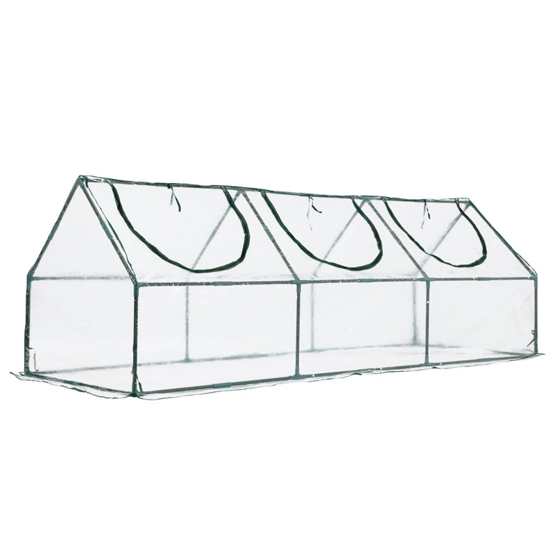 2.7x0.9x0.9m Mini Greenhouse with 3 Zipper Doors, Clear