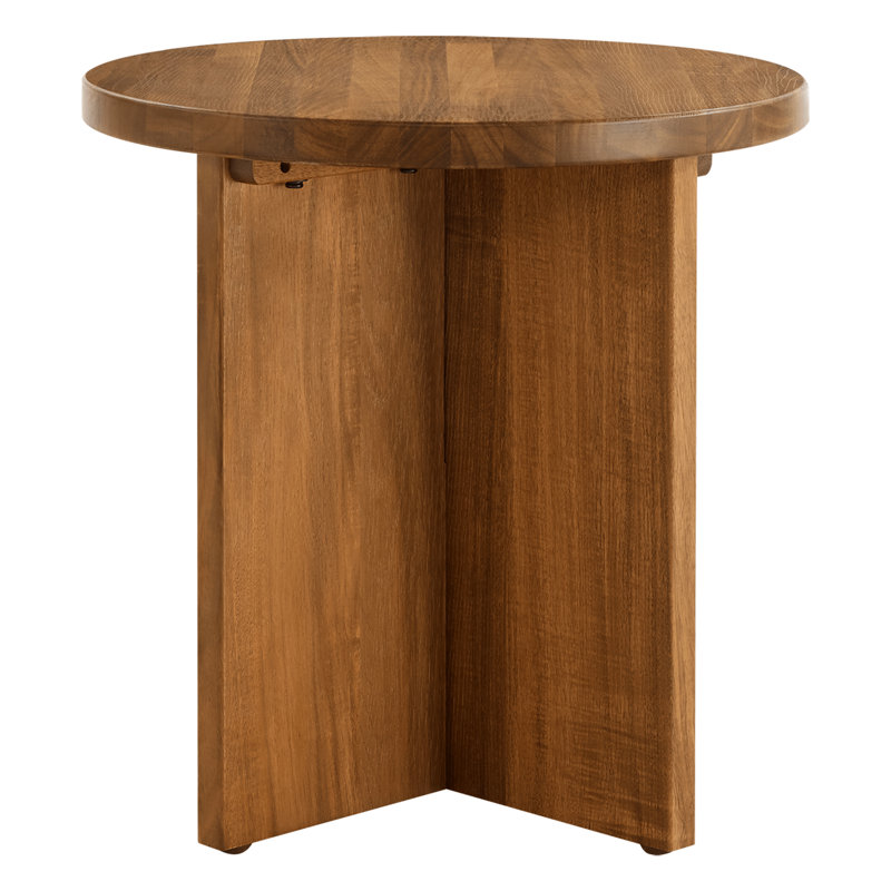 Round Solid Acacia Wood Side Table