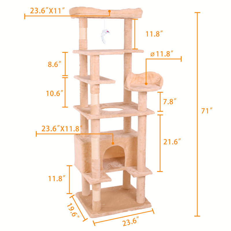 Arbre à chat Colne, H 71 po x l 23,6 po x P 19,5 po, Beige