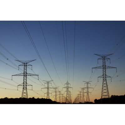 Power Lines Sunset - Wrapped Canvas Print