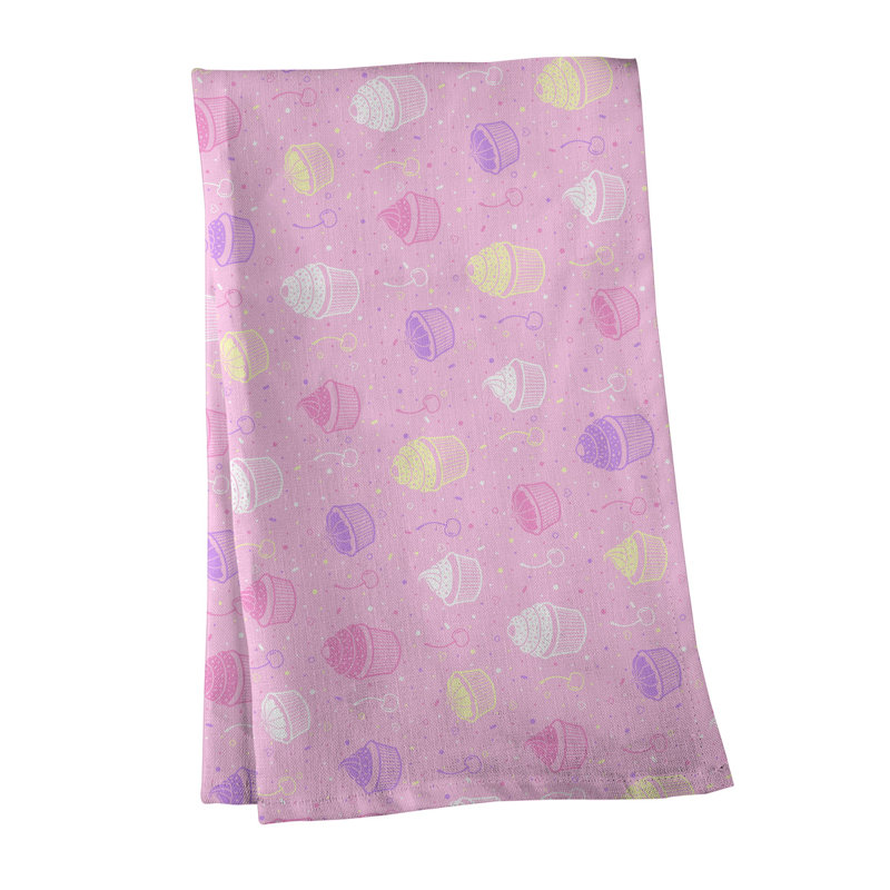 Serviette à thé classique à motif petits gâteaux Mcguigan, Polyester sergé, Rose / Jaune