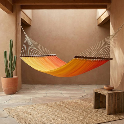 Big Sur Hammock in Sunset - Ombre Recycled Polyester - Quick Dry, Suitable for Indoor & Outdoor Use, Supports 2 Persons up to 460 lbs - Perfect for Backyard, Garden, Beach, Balcony, Patio & Poolside, 12-14 ft Adjustable
