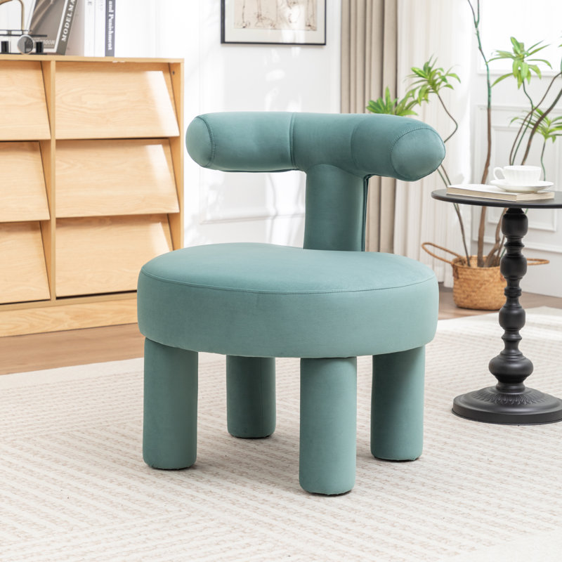 Fauteuil demi-tonneau en velours Bula, Bleu