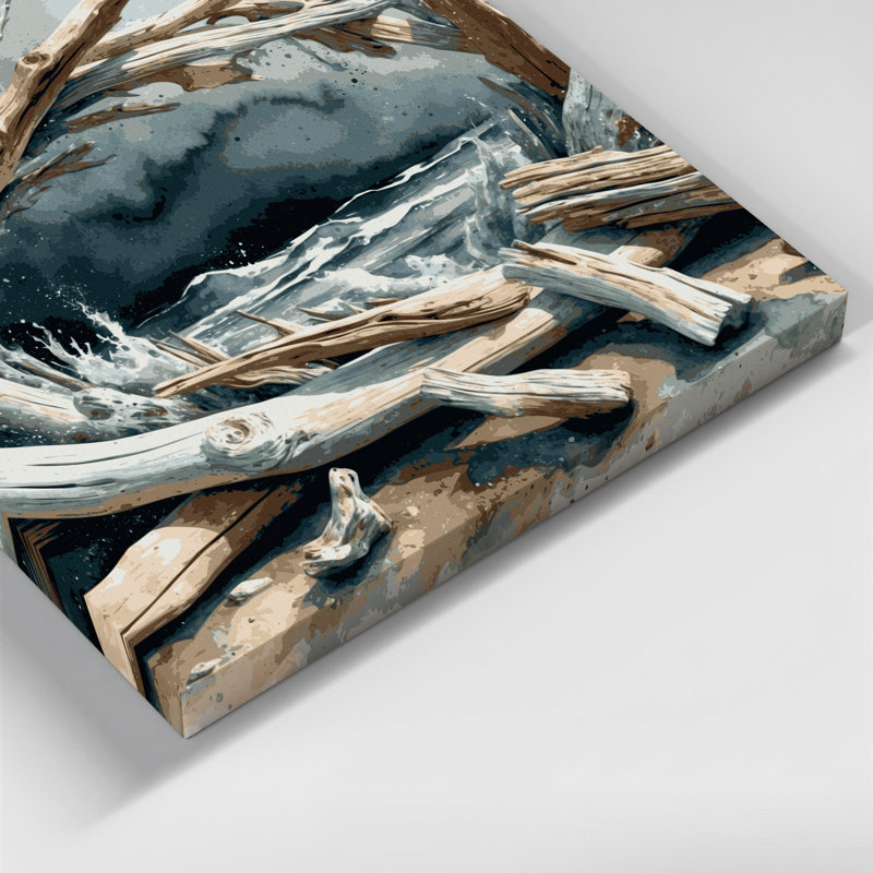 Coastal Driftwood Arrangement Grey Canvas Wall Art, 11" H x 14" W