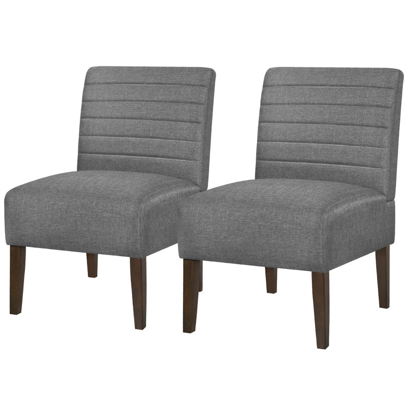 Floraine Upholstered Slipper Chair, Gray Polyester