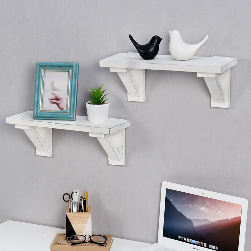 2 Piece Solid Wood Bracket Shelf