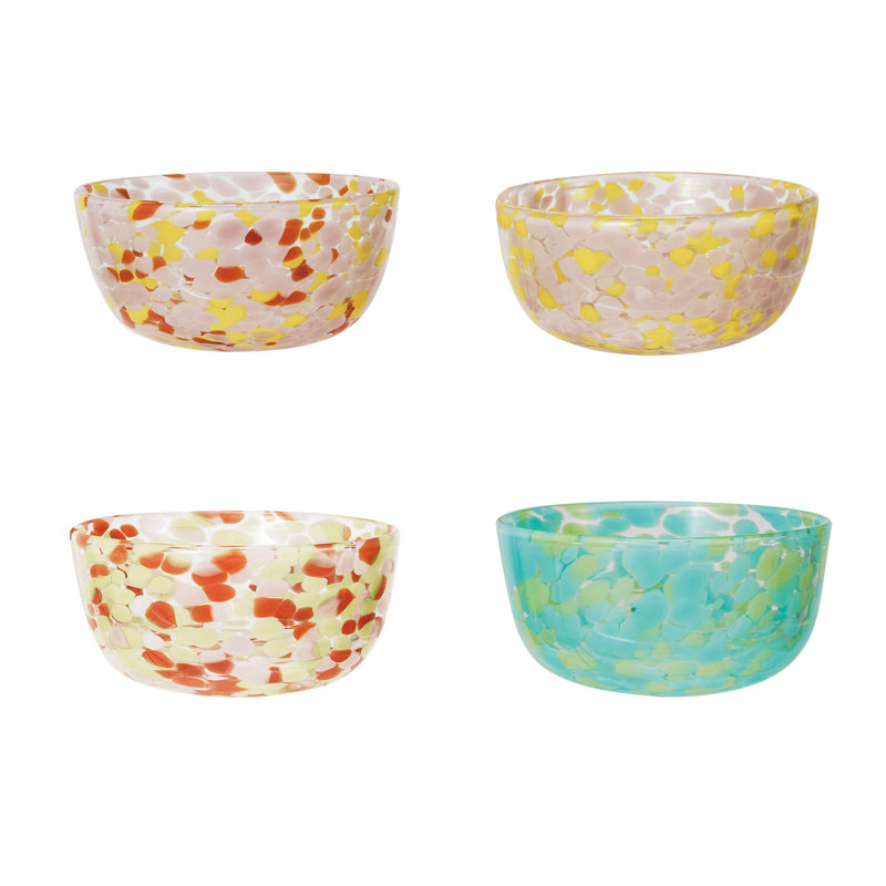 Traver Round Glass Bowl With 4 Pattern Design Styles