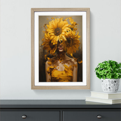 Sunflower Contemporary No.2 - Single Picture Frame Print on Wood