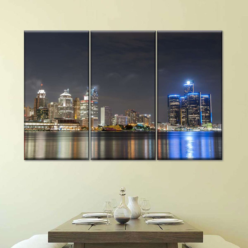 «Detroit Wall Art», reproduction d'art sur toile, H 42 po x l 65 po x P 1,25 po