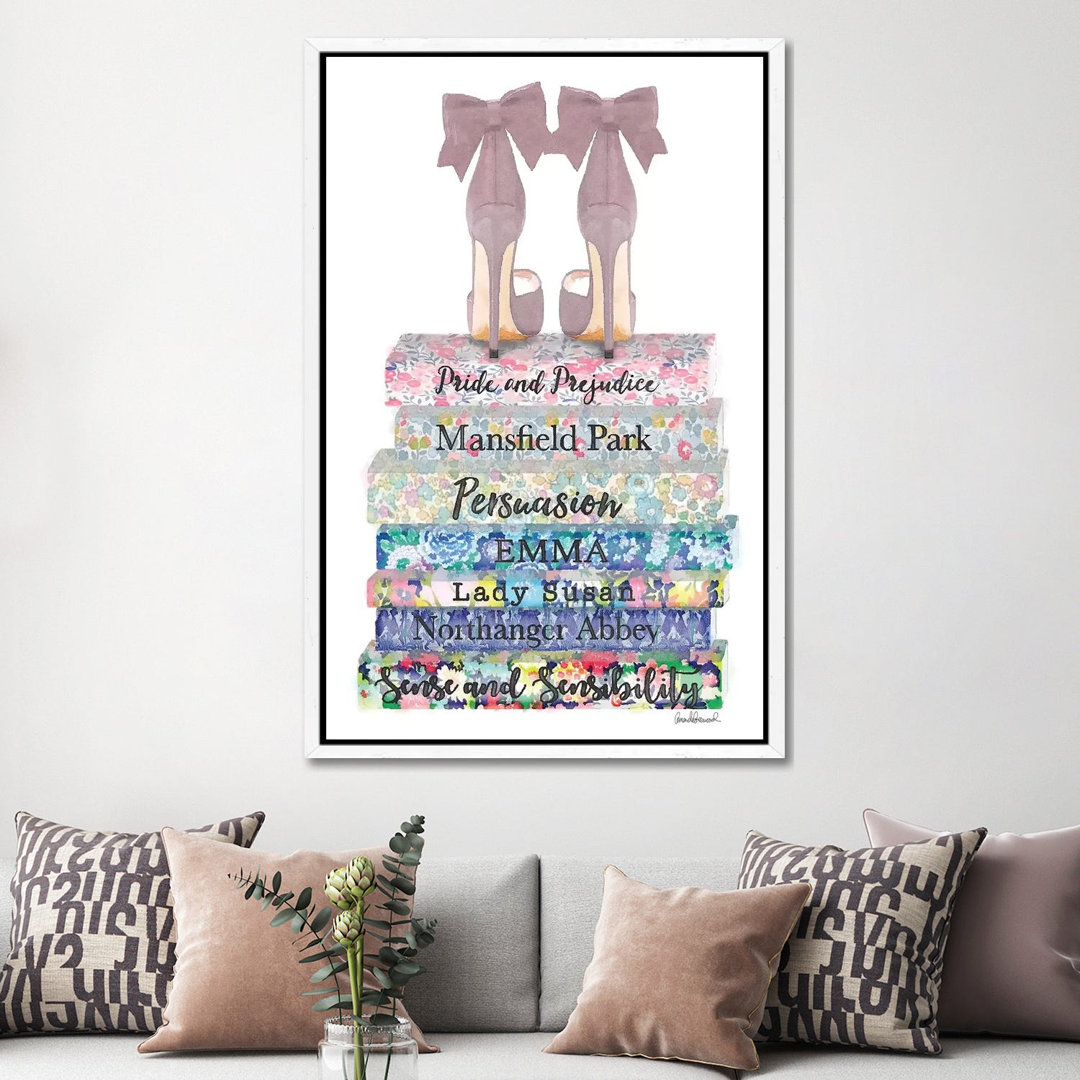 Austen Flower Books with Shoes by Amanda Greenwood - Painting Print on Canvas
