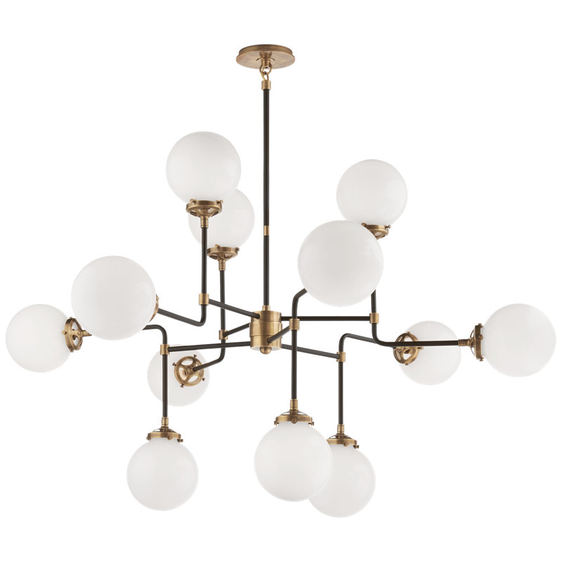 Ian K. Fowler Bistro Medium Chandelier, Hand-Rubbed Antique Brass, White