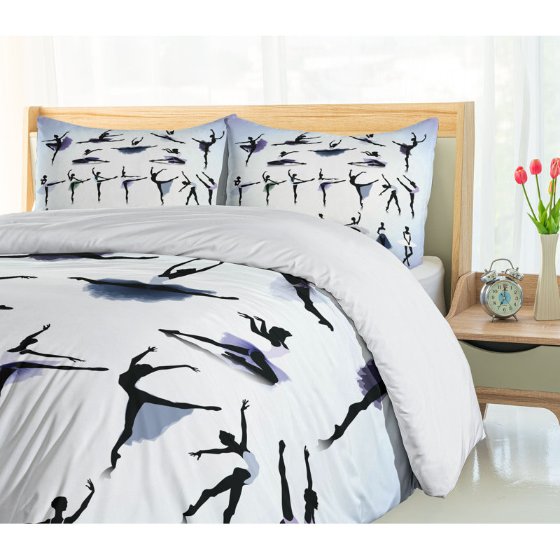 Queen Black and White Ballet Dancers Duvet Cover Set