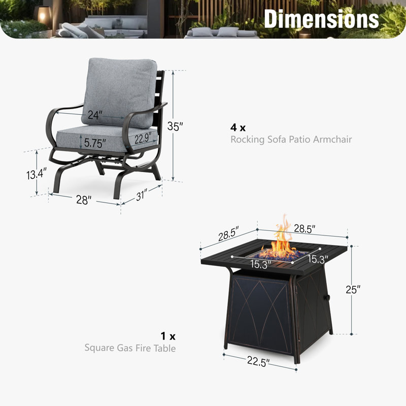 Tapasi Outdoor Patio Conversation Furniture Set, Gray