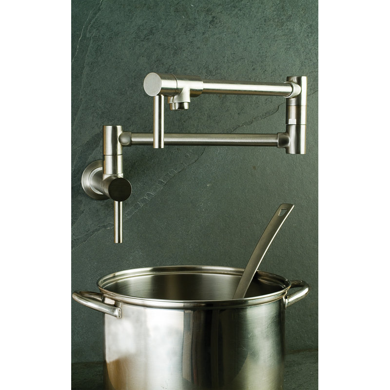 East Linear Wall Mount Pot Filler, Antique Brass
