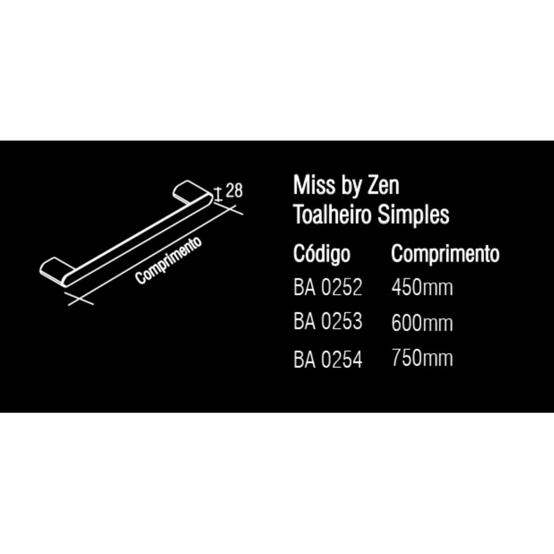Porte-serviettes mural 14,5 po Miss by Zen, H 1,13 po x L 23,63 po