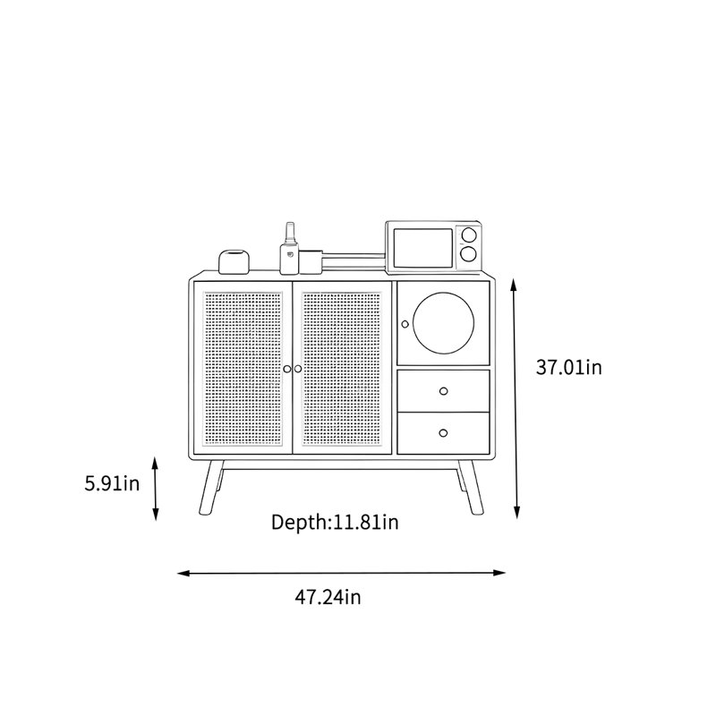 Armoire de rangement simple et moderne, H 37,01 po x l 47,24 po x P 11,81 po