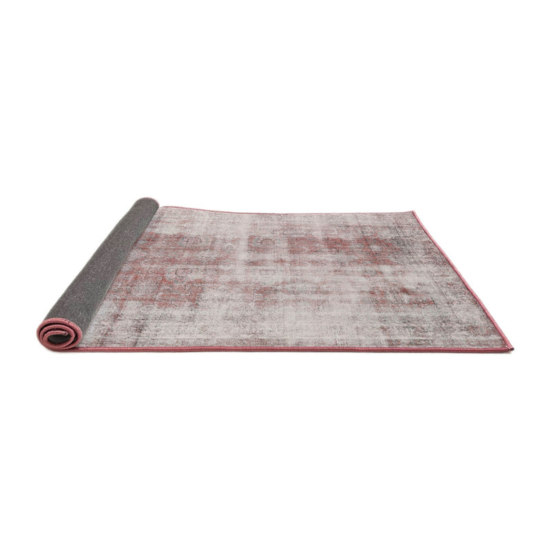 Tapis gris/rose traditionnel Baldev, Carré 3 pi