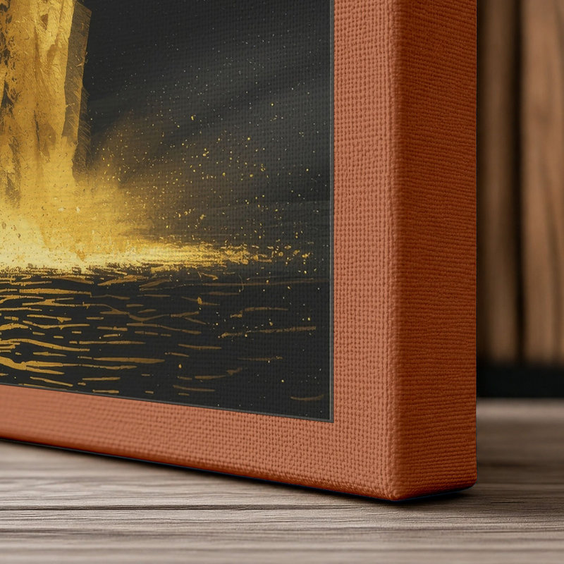 Golden Chasm Modern - Wrapped Canvas, 24x16 - 61.0 x 40.6 cm, Terracotta Border